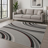 8' X 10' Gray Abstract Dhurrie Area Rug