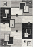 20' Gray And Black Geometric Distressed Runner Rug