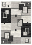 8' Gray and Black Geometric Power Loom Distressed Runner Rug