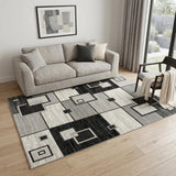 5' X 7' Gray And Black Geometric Distressed Area Rug