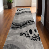15' Gray Abstract Power Loom Runner Rug