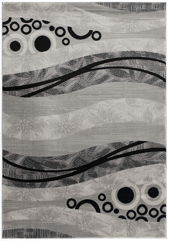 2' X 4' Gray and Black Abstract Geometric Area Rug
