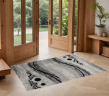 2' X 4' Gray and Black Abstract Geometric Area Rug