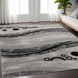 5' X 7' Gray And Black Abstract Area Rug