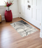 2' X 4' Gray Abstract Dhurrie Area Rug