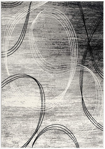 3' X 5' Gray Abstract Power Loom Area Rug