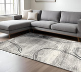 6' X 9' Gray Abstract Dhurrie Area Rug