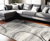 8' X 10' Gray Abstract Dhurrie Area Rug