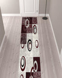 13' Red and White Geometric Power Loom Runner Rug