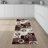 8' Red Abstract Power Loom Runner Rug