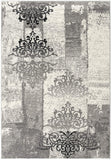3' X 5' Gray And Ivory Damask Distressed Area Rug