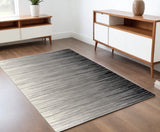 4' X 6' Black Abstract Power Loom Area Rug