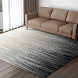 5' X 7' Black Abstract Dhurrie Area Rug