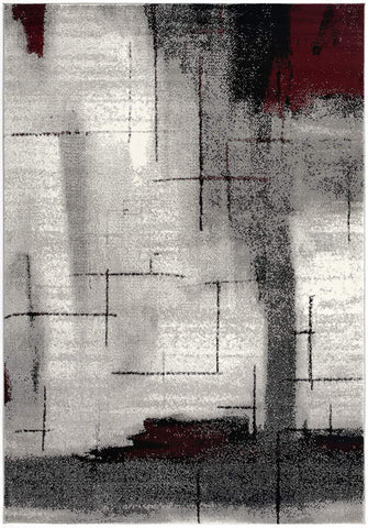 20' Gray And Burgundy Abstract Runner Rug