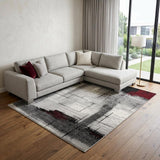 8' X 10' Gray Abstract Dhurrie Area Rug