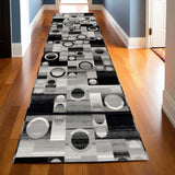 20' Gray Abstract Dhurrie Runner Rug