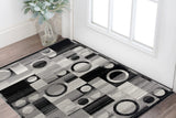 2' X 4' Gray Black And White Abstract Distressed Area Rug