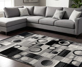 6' X 9' Gray Abstract Dhurrie Area Rug