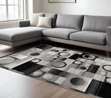 8' X 10' Gray Abstract Dhurrie Area Rug