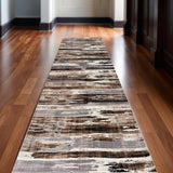 2' X 13' Beige Rustic Strokes Runner Rug