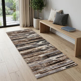 2' X 6' Beige Rustic Strokes Area Rug
