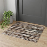 3' X 5' Beige Striped Power Loom Area Rug