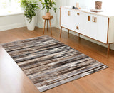 4' X 6' Gray and Brown Abstract Distressed Area Rug