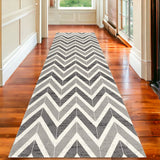 20' Gray Chevron Dhurrie Runner Rug