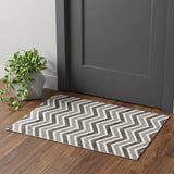 3' X 5' Gray And Ivory Chevron Distressed Area Rug