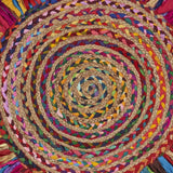 6' Rainbow Abstract Geometric Hand Woven Round Rug