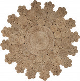 5' X 5' Natural Jute Abstract Geometric Hand Braided Area Rug
