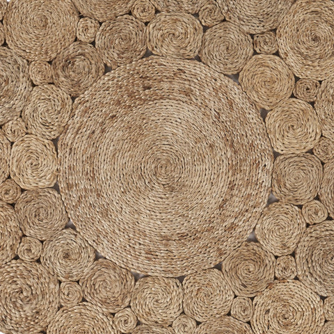 5' X 5' Natural Jute Abstract Geometric Hand Braided Area Rug