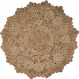 5' X 5' Natural Jute Abstract Geometric Hand Braided Area Rug