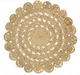 5' X 5' Natural Jute Abstract Geometric Hand Braided Area Rug