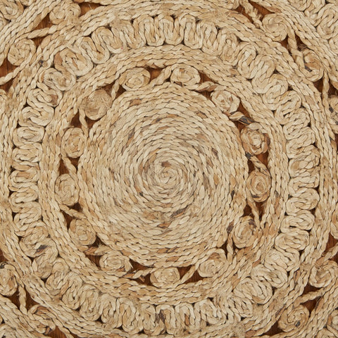 5' X 5' Natural Jute Abstract Geometric Hand Braided Area Rug