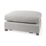 26" Light Gray Fabric and Brown Cocktail Ottoman