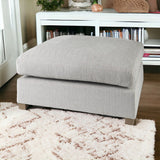 39" Light Gray Fabric and Brown Cocktail Ottoman