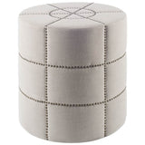 20" Cream Fabric Tufted Round Footstool