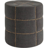 20" Gray Fabric Tufted Round Footstool