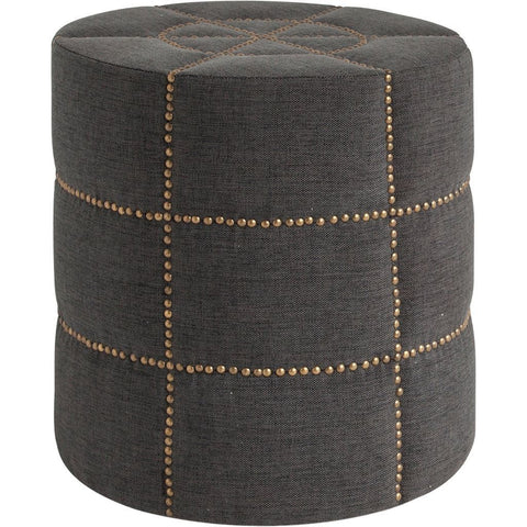 20" Gray Fabric Tufted Round Footstool