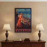 Vintage 1935 Atlantic City Travel Unframed Print Wall Art