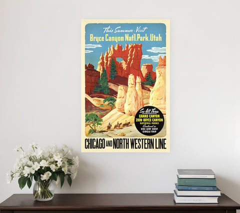 20" X 30" Vintage 1950S Bryce Canyon National Park Wall Art