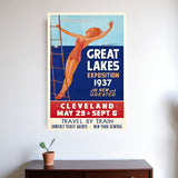 24" X 36" Great Lakes 1937 Vintage Travel Poster Wall Art
