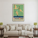 24" X 36" Birds Over Lake Michigan C1929 Vintage Travel Poster Wall Art