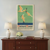 20" X 30"Birds Over Lake Michigan C1929 Vintage Travel Poster Wall Art
