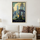 36" X 54" Vintage 1929 Chicago Michigan Ave Travel Poster Wall Art