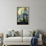 Vintage 1929 Chicago Michigan Ave Travel Unframed Print Wall Art