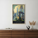 Vintage 1929 Chicago Michigan Ave Travel Unframed Print Wall Art
