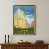 24" x 32" Zion National Park c1938 Vintage Travel Poster Wall Art
