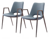 Set of Two Gray And Brown Upholstered Faux Leather Open Back Dining Arm Chairs